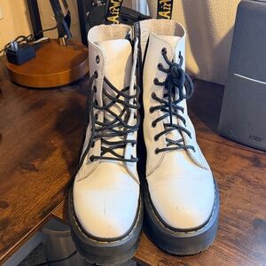 Dr. Martens White Combat Boots with Black Laces